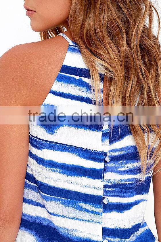 Lancai top design fashion women tie dye halter neck two piece sets