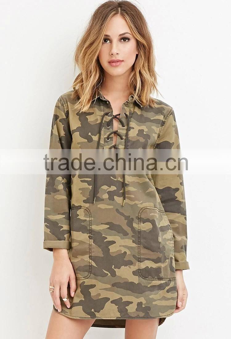 2015 Jeans camo military shirt dress