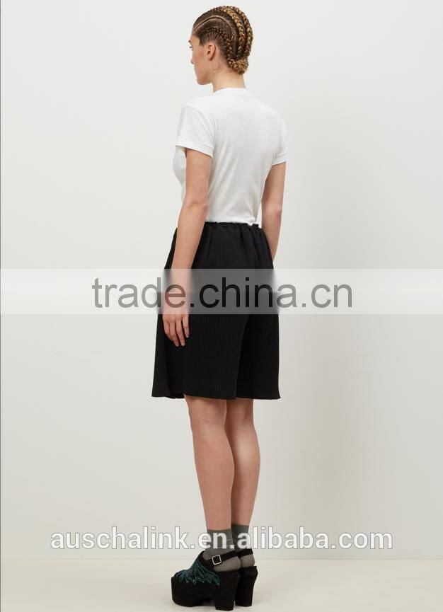 wholesale loose fit wide leg open women black rib custom sweat shorts