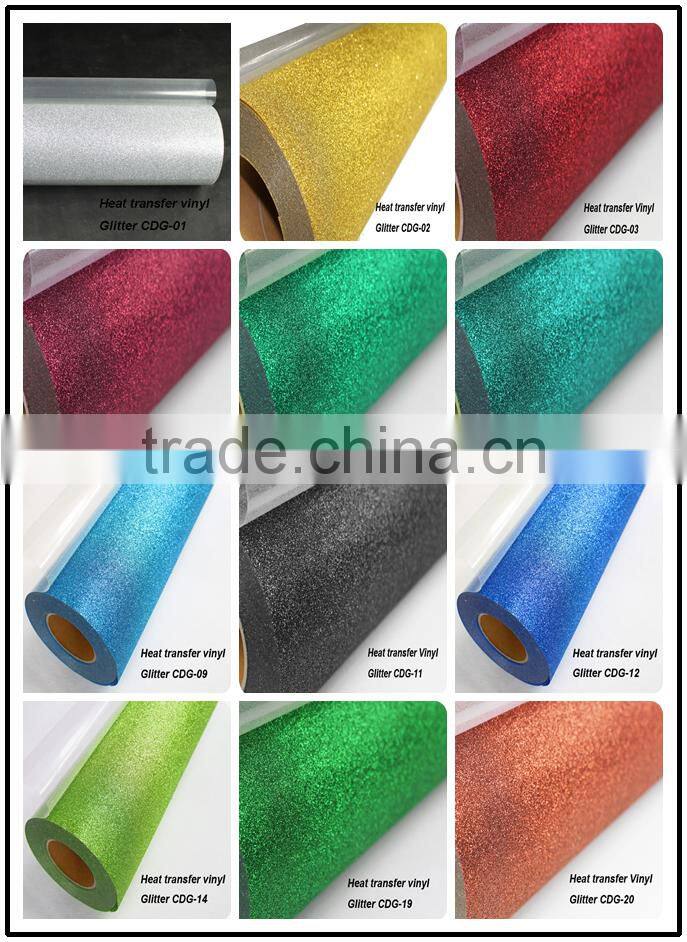 24 color heat transfer vinyl glitter for sale