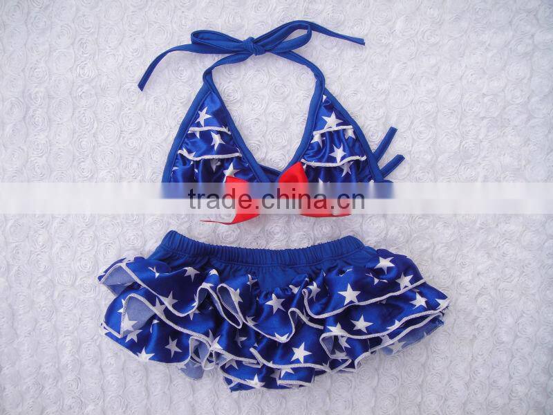 New design 2 piece patriotic 4th of july cute baby bikini