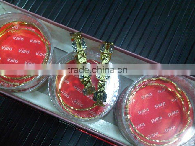 PAIR two tone GOLD plated BRACELET BANGLES KADA #D20