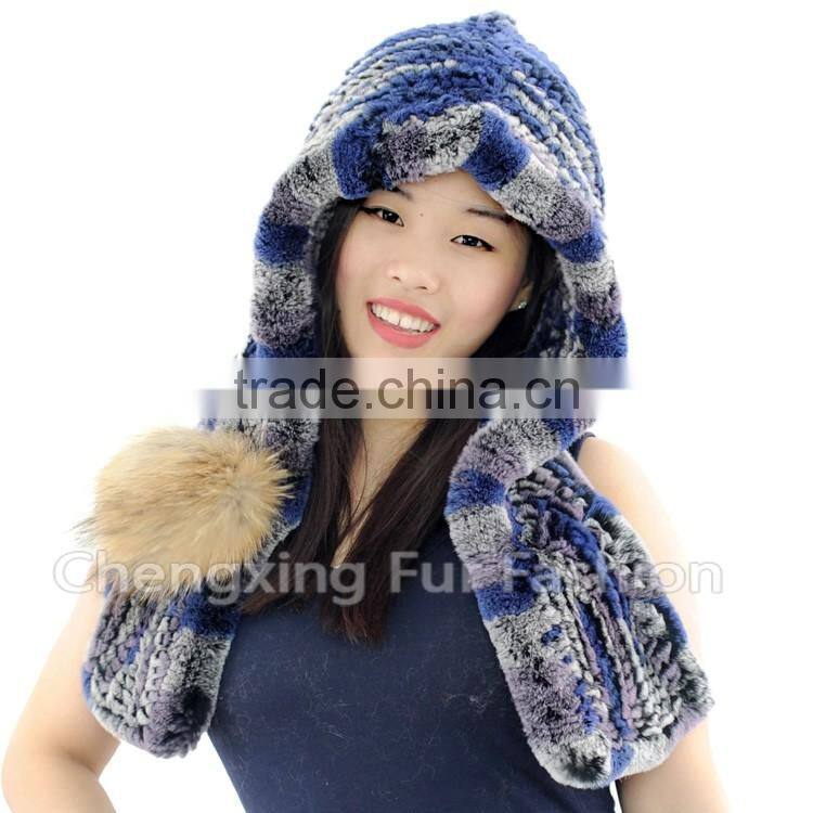 CX-C-242G New Design Earflap Fashion Rex Rabbit Fur Hats and Caps