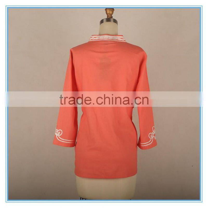 Hot Cotton Linen Clothing Plus Size Blouse Neck Embroidery Design