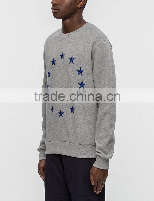 2017 custom new design mens plain slim fit crewneck no hood sweatshirt