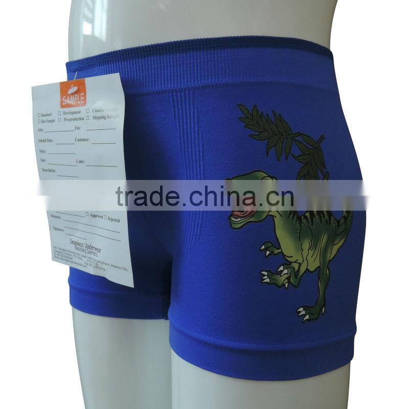 Seamless boy's underwear boxer shorts with dinasour print