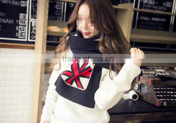 Autumn and winter latest design British flag design knit with pocket couple knit scarf