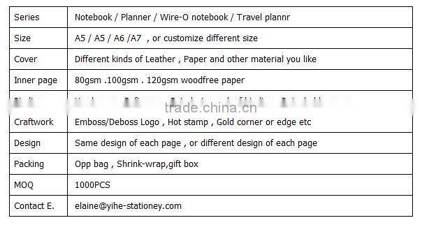 Spiral binding full color printing notebook custom ,school & office cheap planner printing