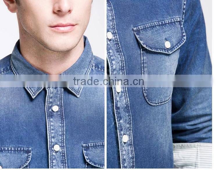 fashion style long sleeve denim dress shirts for men