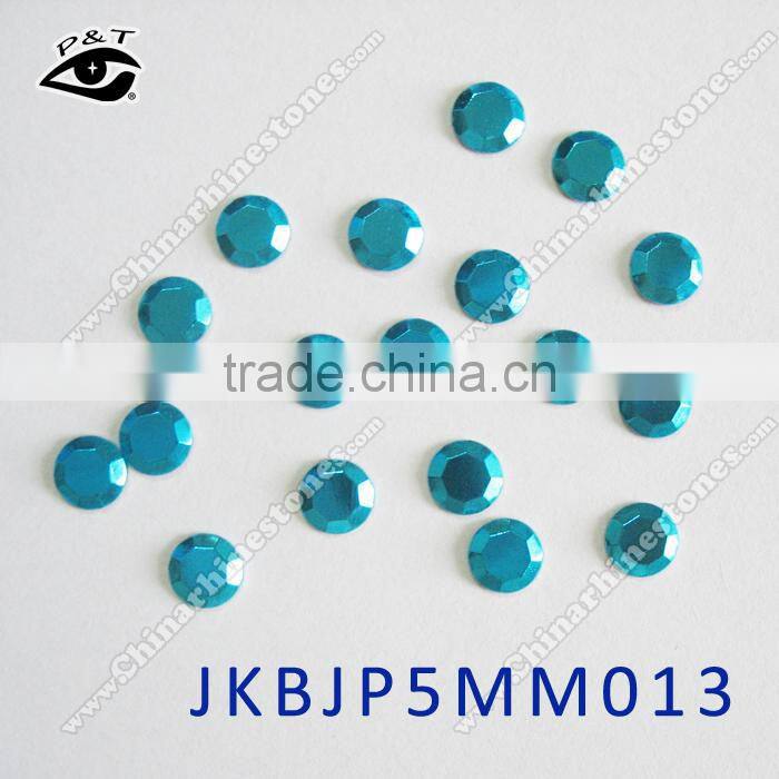 Hot fix Rhinestud Octagon 5MM Peacock blue color studs for clothing