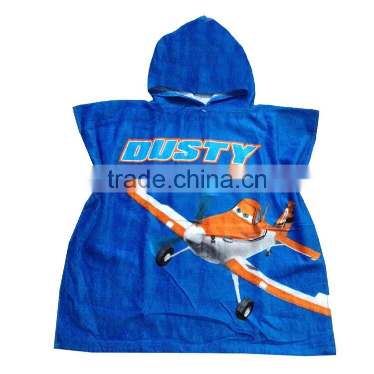 Reactive Printed Cotton Children Hooded Beach Towel Poncho