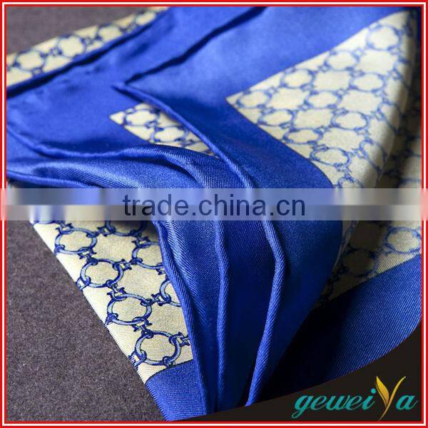 Checked Printed Bule Men Hand Roll-Hemmed Beautiful Handkerchief