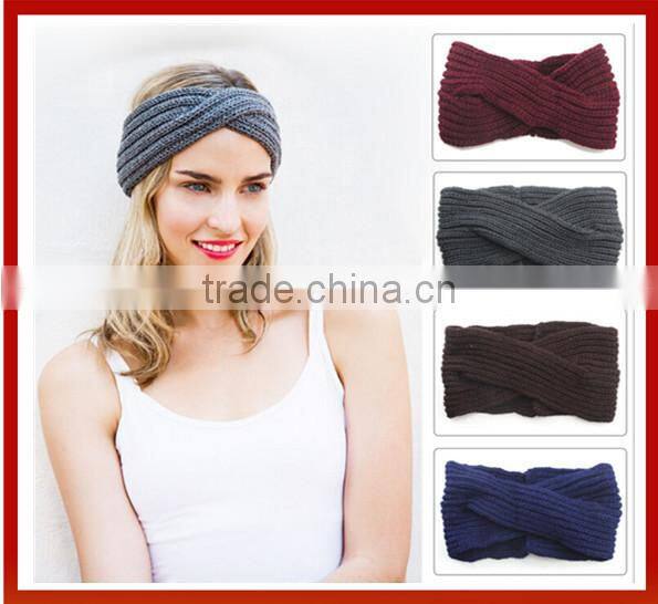 Bohemian Style Knit Bow Headband/ Knitting Crochet Headbands /Handmade Knitted Colored Headband