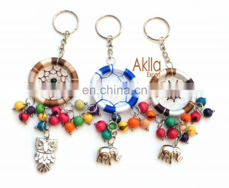 Ecological Keychains with Dreamcatcher and Seeds