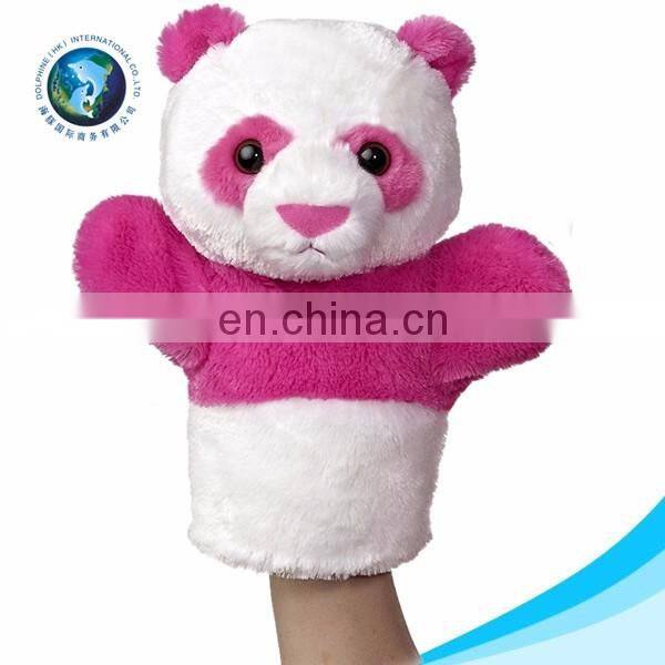 EN71/CE standard New baby toy Custom cute pretty stuffed soft plush pink and white panda toy cheap hand puppet