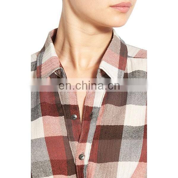 Wholesale women blouses & shirts Spread collar casual style long sleeve shirt