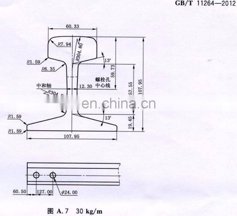 alibaba website hot selling china steel rail S30 steel rail 30kg light steel rail ASCE30