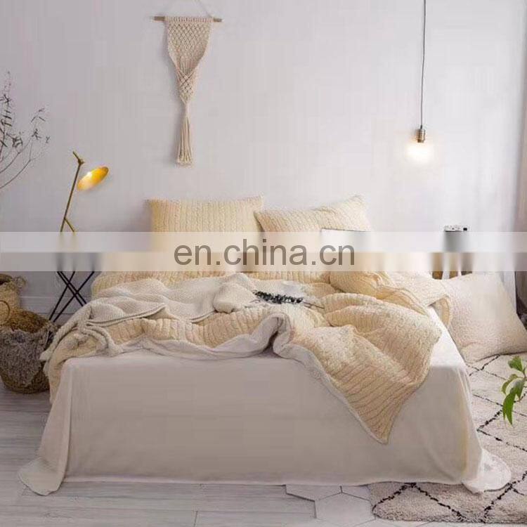 Decorative Warm Knitted Chenille Comforter Bedding Sheet Set