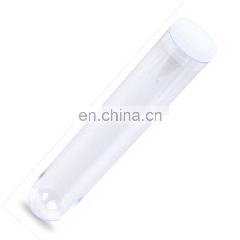 40x197mm PS Test Tube, Round Bottom, With 40mm Plastic Cap alcohol test tube hard bottom snow tubes