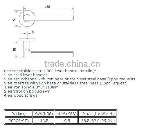 LH010:Trust Stainless Steel Solid Lever Handle with Escutcheon