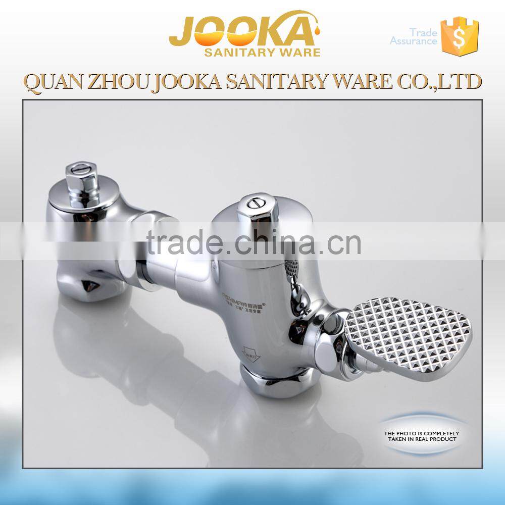 new design Chrome plated solid brass foot control toilet flush valve