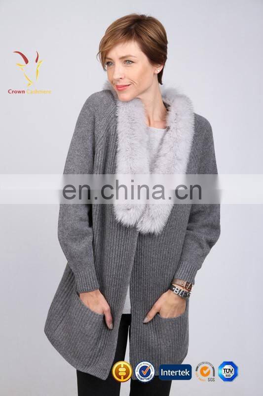 Women Luxury Long Chunky Knit Cardigan,Fur Collar Cardigan Sweater