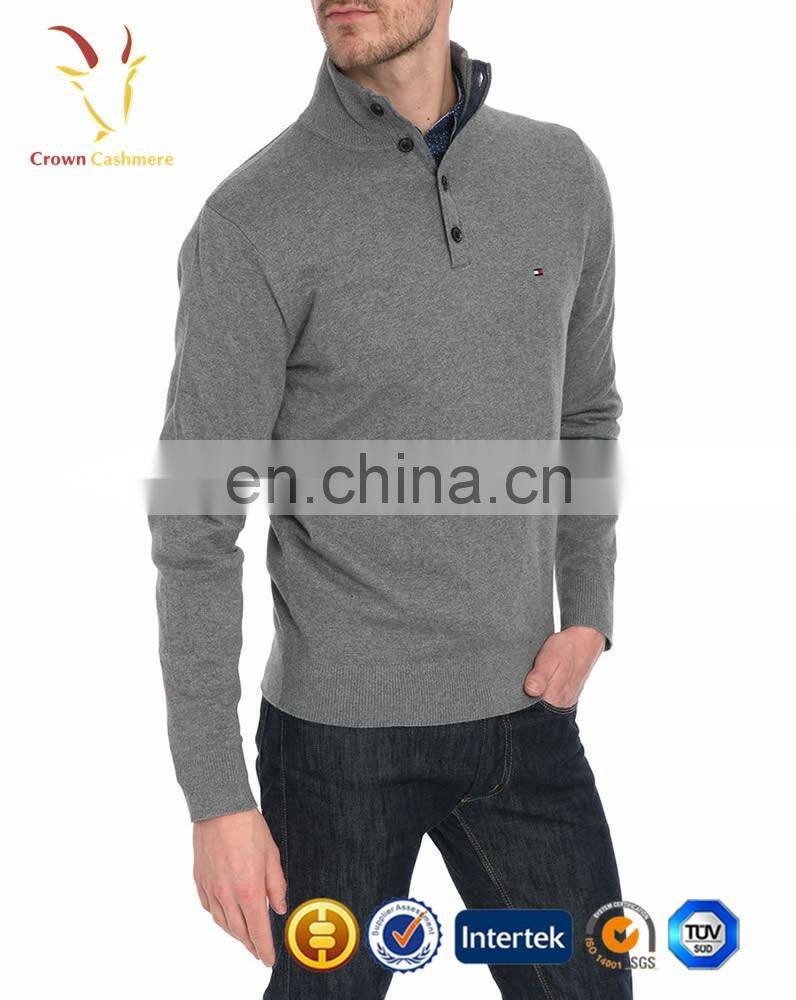 Men high collar Half Button Pullover Cashmere