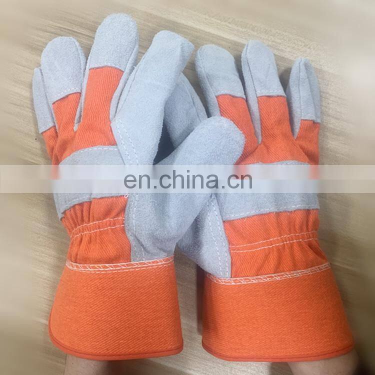 HY Superior Synthetic Safety Leather Gloves Leather Fitters Anti Shock Welding Gloves Orange