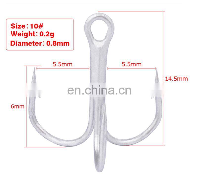 Amazon Strong Treble Strengthened Hooks Fishing Lures Hook 100pcs/bag Silver Strong Treble Hook