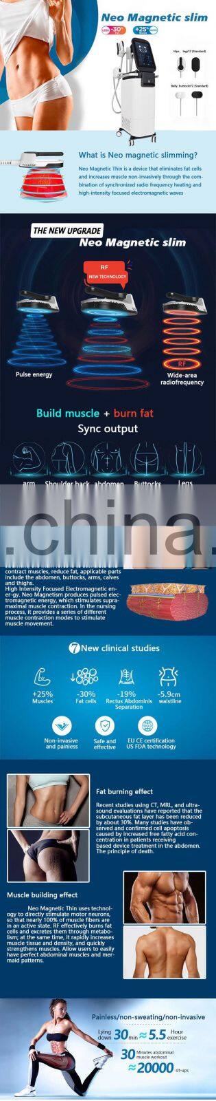 Non-Invasive ems neo RF fat burning body slimming muscle stimulator machine with 4 handles