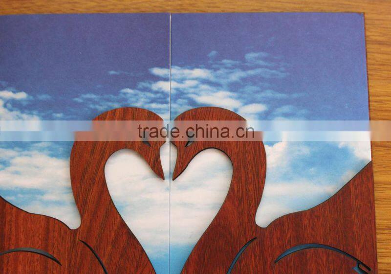 Ideal Products 2015 Perching Birds Folded Wooden Custom Invitation Cards