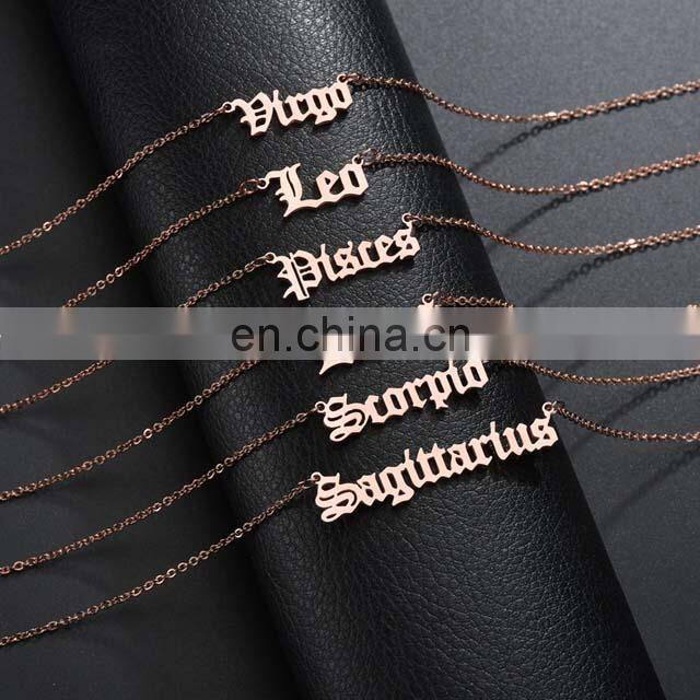 Rose Gold Plated Zodiac Sign Stainless Steel Necklace