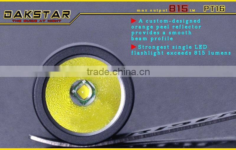 DAKSTAR PT16 CREE LED XML T6 815LM 18650 Rechargeable Aluminum Mini Police Emergency Pocket LED Flashlight