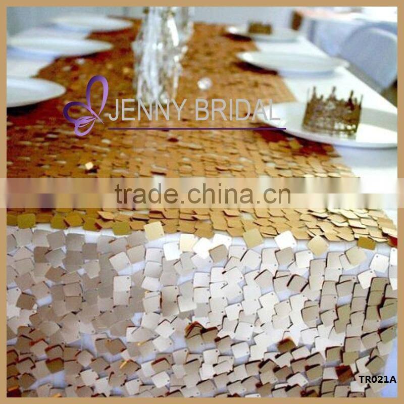 TR021A wholesale square sequin fabric sequin table overlay