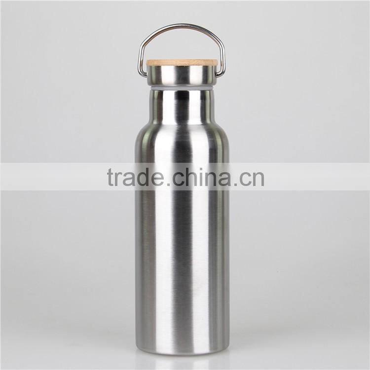 Hot selling 2016 summer Mlife double wall 750ml stainless steel water bottle sport bottle tumbler with Bamboo Lid & Handle