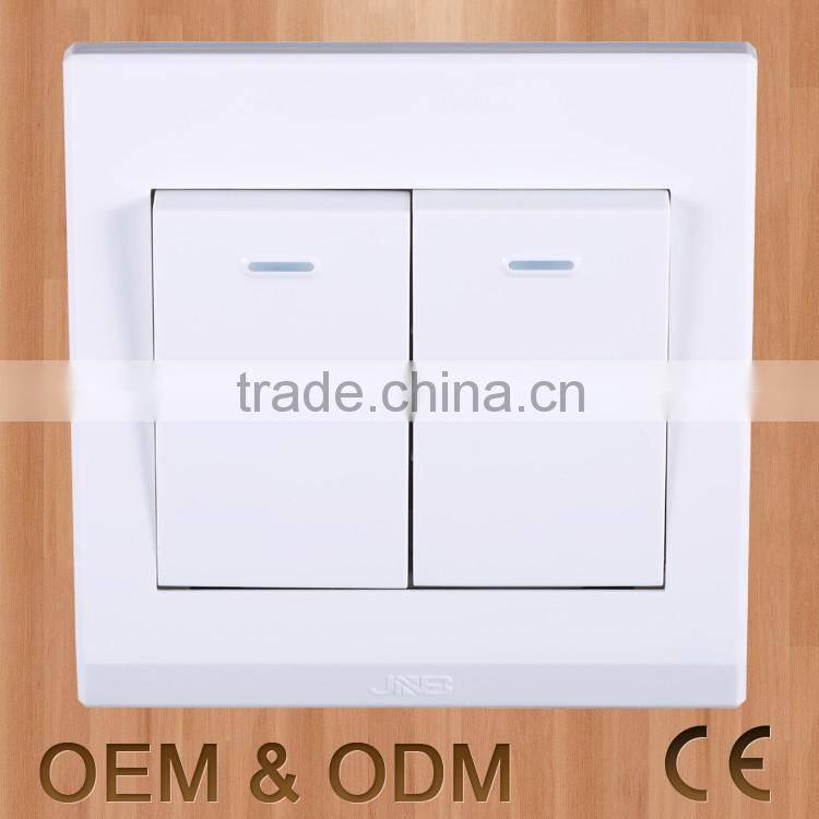 China make hight quality two gang one way two way big button gang switch with fruorescent indicator