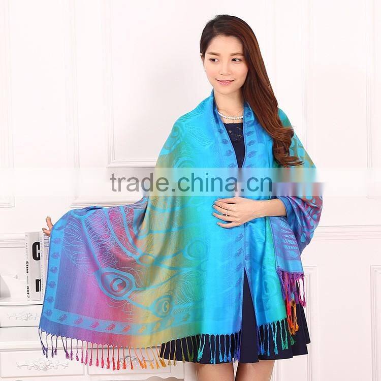 Latest Fashion Women Feather Jacquard Shawl