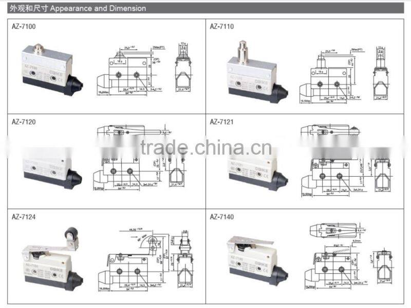 Wholesale Alibaba lock plug type AZ-7 Horizontal Limit Switch