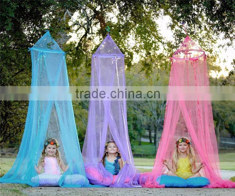 Round Girls Hanging Bed Canopy Folding Portable Iron Window Outdoor Baby Mosquito Net