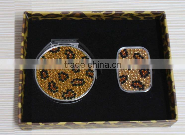 2016 Zebra Mirror Bling Crystal Pill Box and Leopard Mirror Wholesale