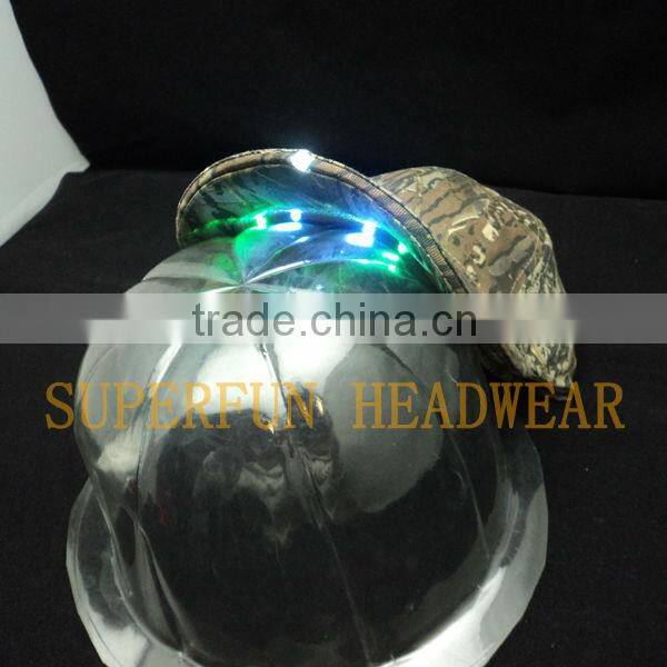 camo material white and green LED colors fast and closed hunting caps