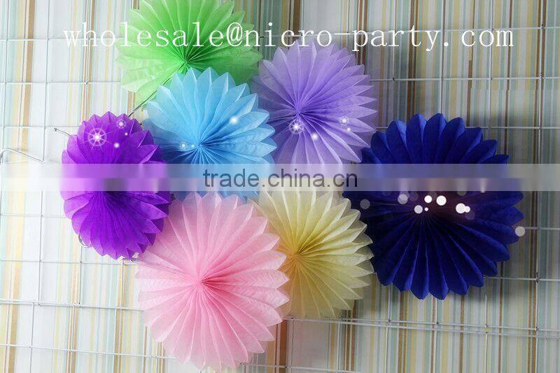 handmade hanging party wedding decorations paper fan,round tissue paper fan