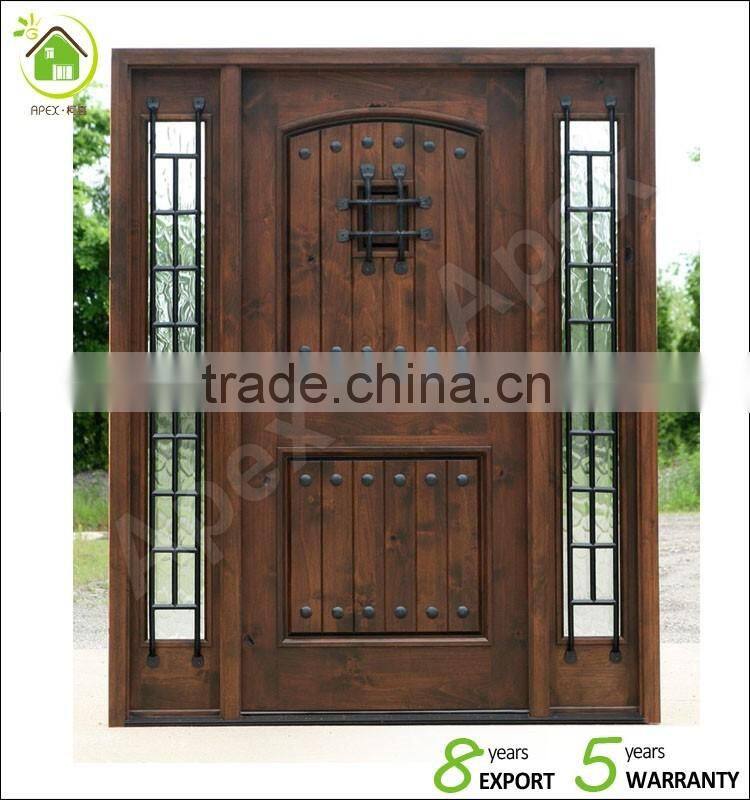 20mins-90mins External Fire Mahogany Solid Wood Door double door for villa & commercial glazed fire door