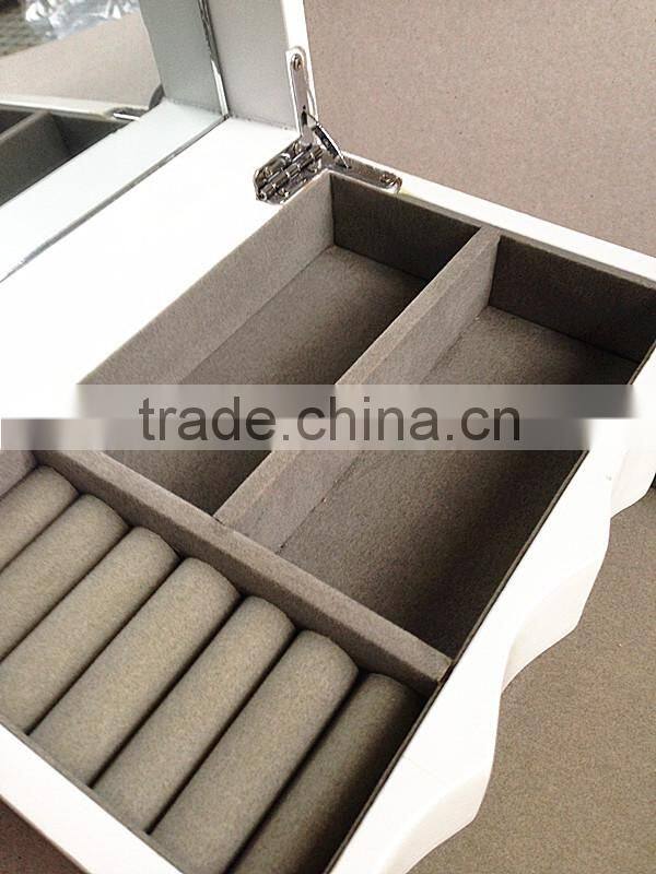 custom Europe simple style wooden mirrored makeup box graceful jewelry packaging