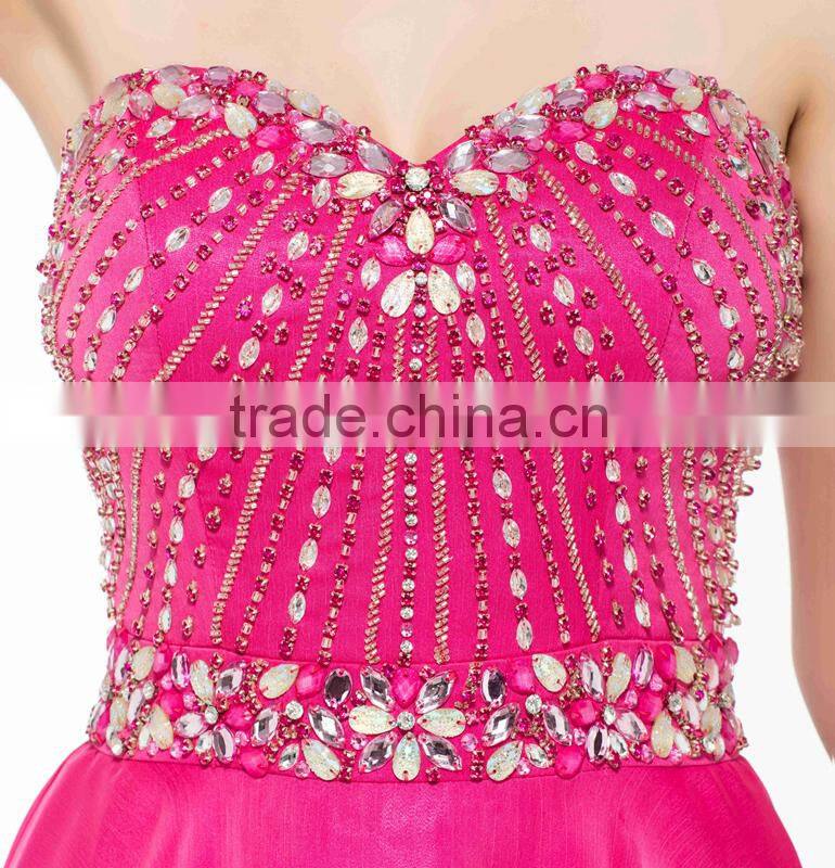 Beautiful Crystal Beaded Sleeveless Fashionable Korean Short Sexy Cocktail Dress Patterns