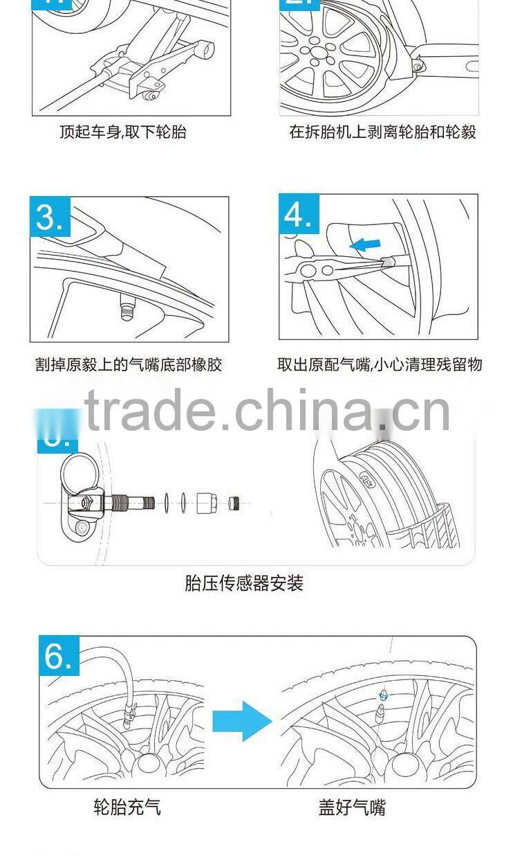 433Mhz wireless RF TPMS built-in type car tire pressure monitoring system