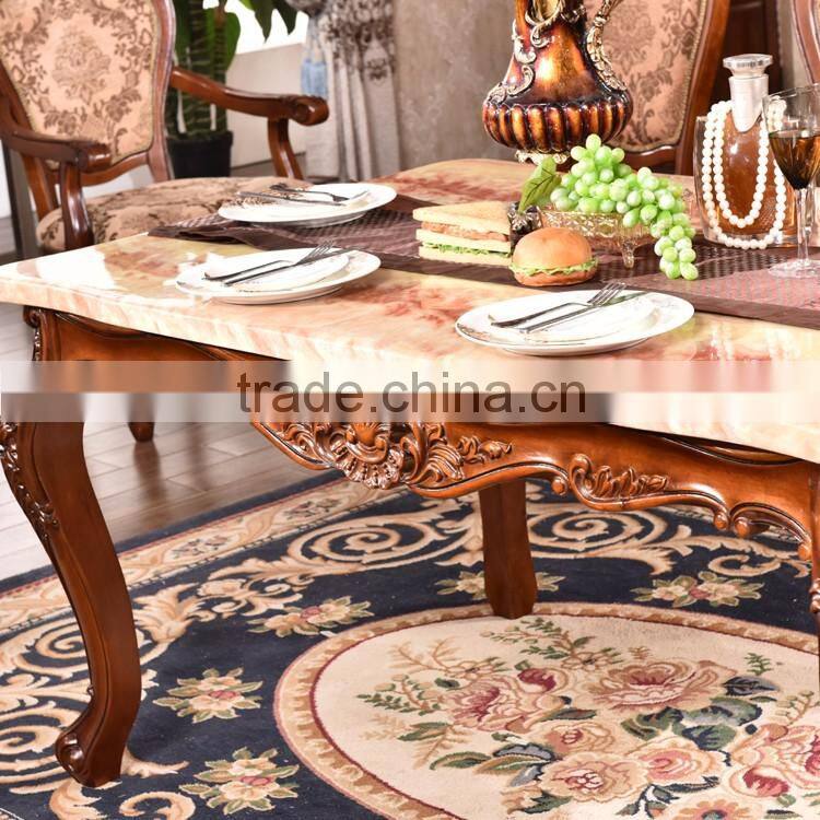 Commercial furniture artificial marble top rectangle pedestal dining table