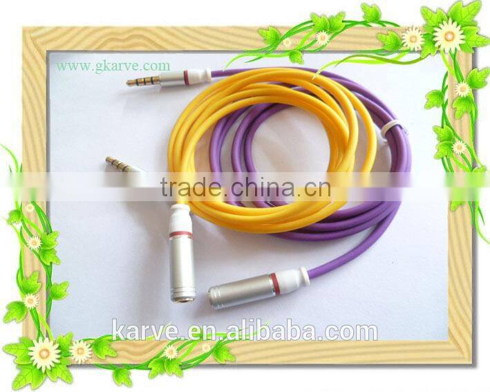 4 grade DC3.5 metal TPE fashional m-f extension audio cable with multicolors
