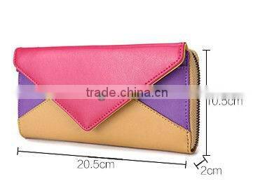 2013 colorful fashion design woman purse leather wallet envelope bag