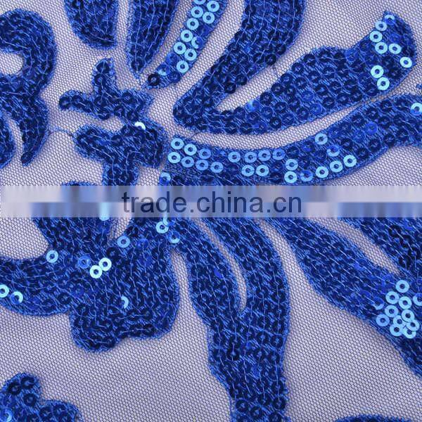 Hot sales flower sequin embroidery fabric for wedding dress